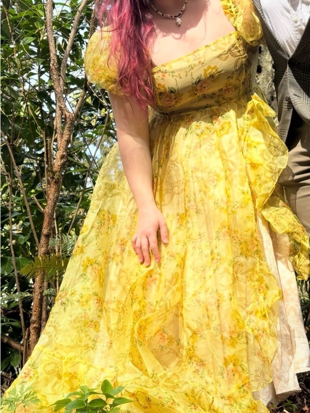 Selkie Yellow Floral Maxi Dress with Puff Sleeves - Picture 2 of 2